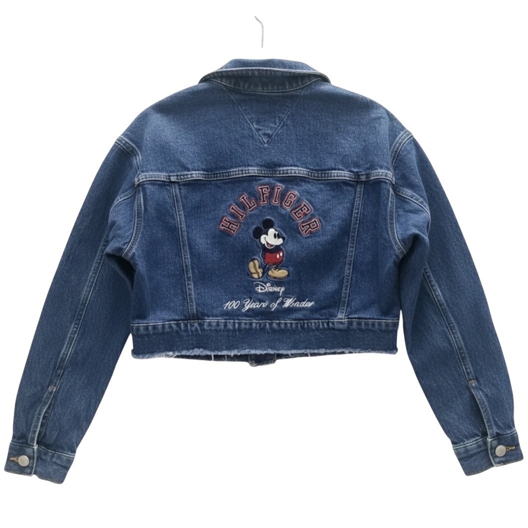Tommy Hilfiger Disney 100 Years Of Wonder Mickey Mouse Denim Jacket Cropped Sz S